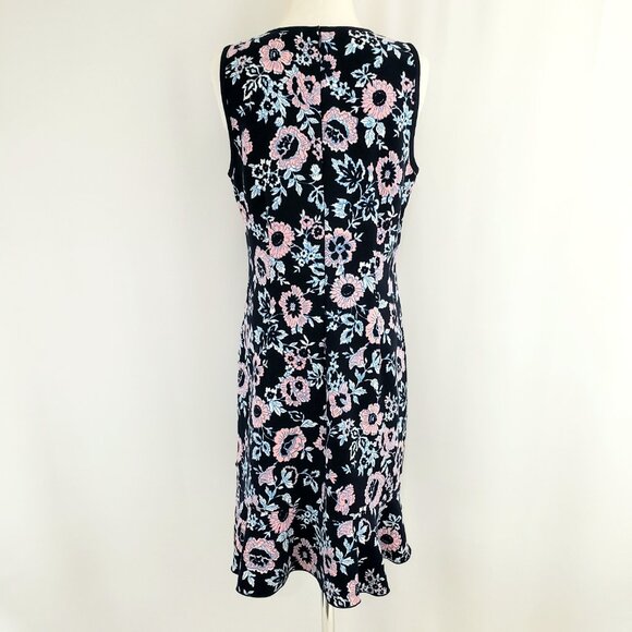 LOFT Sleeveless Dress NWOT Size 6 Multi-Color Floral Back Zip Flounce Ruffle Hem - Picture 6 of 9